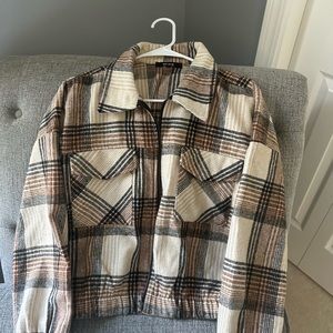 Cropped Flannel Jacket